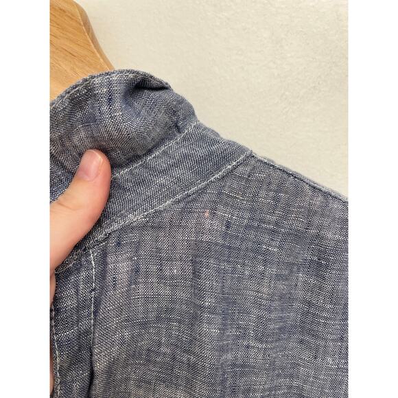CP Shades Teton Linen Tunic Chambray V-Neck Pockets Lightweight Lagenlook Small - Picture 6 of 14